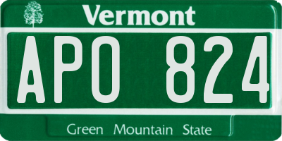 VT license plate APO824