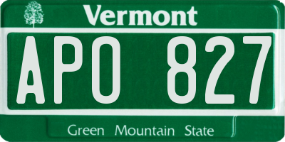 VT license plate APO827