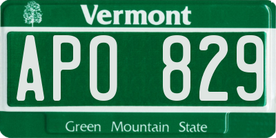VT license plate APO829