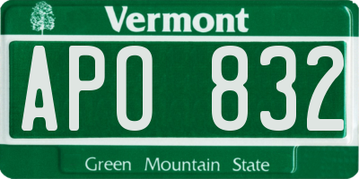 VT license plate APO832