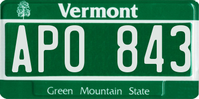 VT license plate APO843