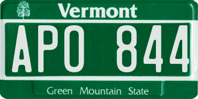 VT license plate APO844