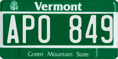 VT license plate APO849