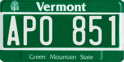 VT license plate APO851
