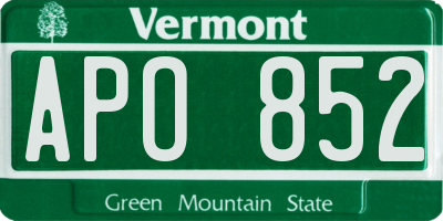VT license plate APO852