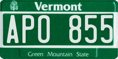 VT license plate APO855