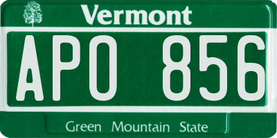 VT license plate APO856
