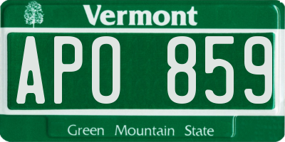 VT license plate APO859