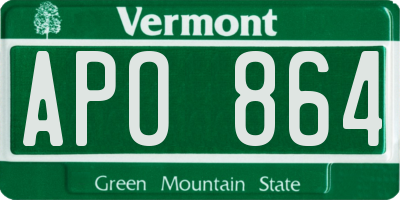 VT license plate APO864