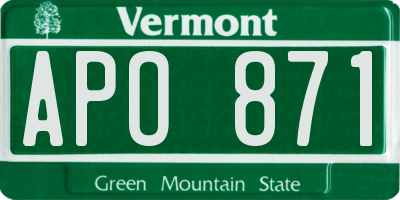 VT license plate APO871