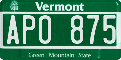 VT license plate APO875