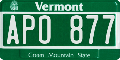 VT license plate APO877