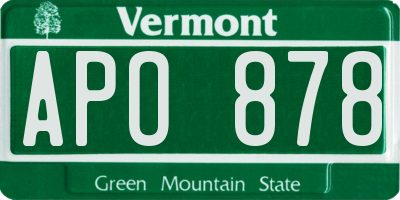 VT license plate APO878