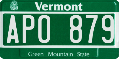 VT license plate APO879