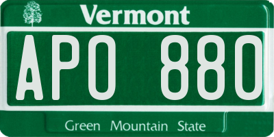 VT license plate APO880