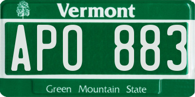 VT license plate APO883