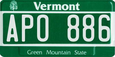 VT license plate APO886