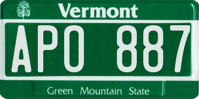 VT license plate APO887