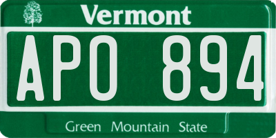 VT license plate APO894