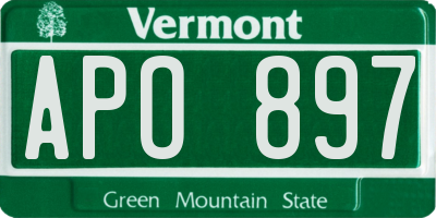 VT license plate APO897