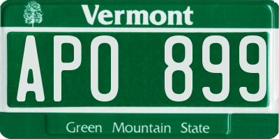 VT license plate APO899
