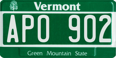VT license plate APO902