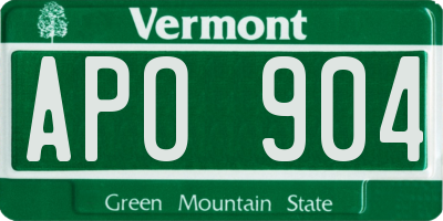 VT license plate APO904