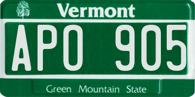 VT license plate APO905
