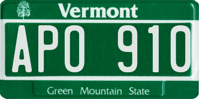 VT license plate APO910