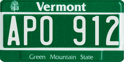 VT license plate APO912
