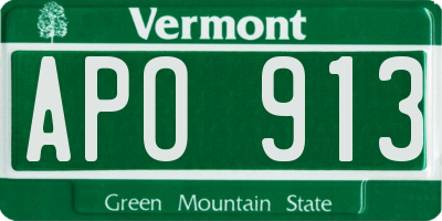 VT license plate APO913