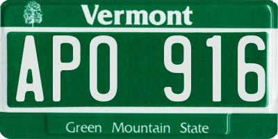 VT license plate APO916