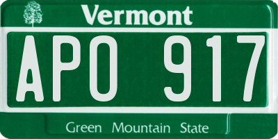 VT license plate APO917