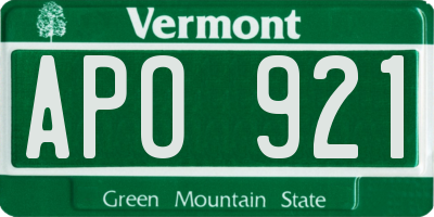 VT license plate APO921