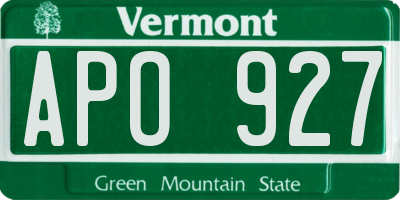 VT license plate APO927