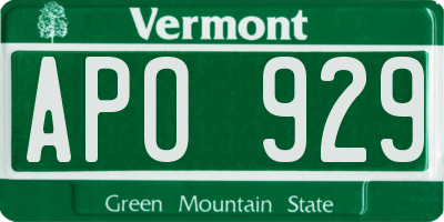 VT license plate APO929