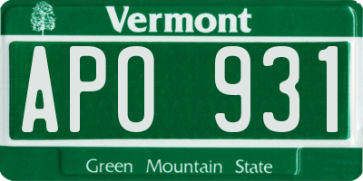 VT license plate APO931