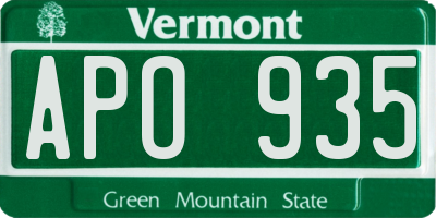 VT license plate APO935