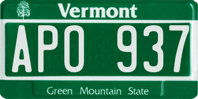 VT license plate APO937