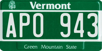 VT license plate APO943