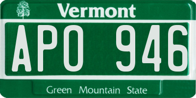 VT license plate APO946