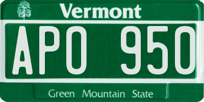 VT license plate APO950
