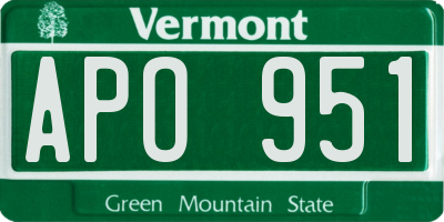 VT license plate APO951