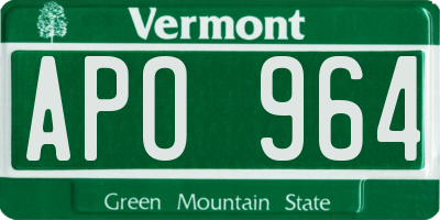 VT license plate APO964