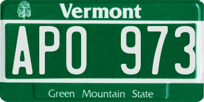VT license plate APO973