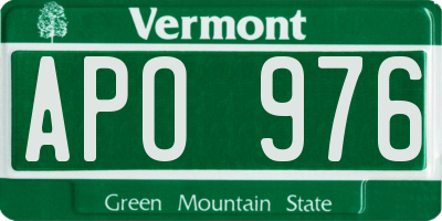 VT license plate APO976