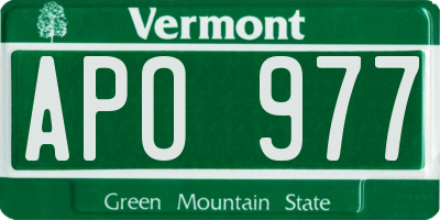 VT license plate APO977