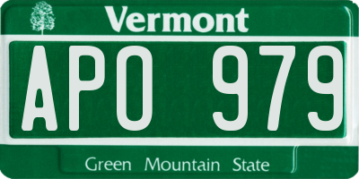 VT license plate APO979