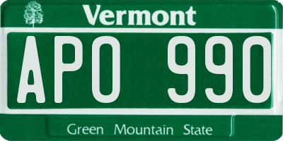 VT license plate APO990