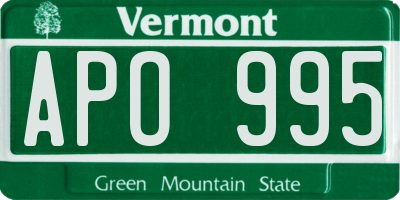 VT license plate APO995